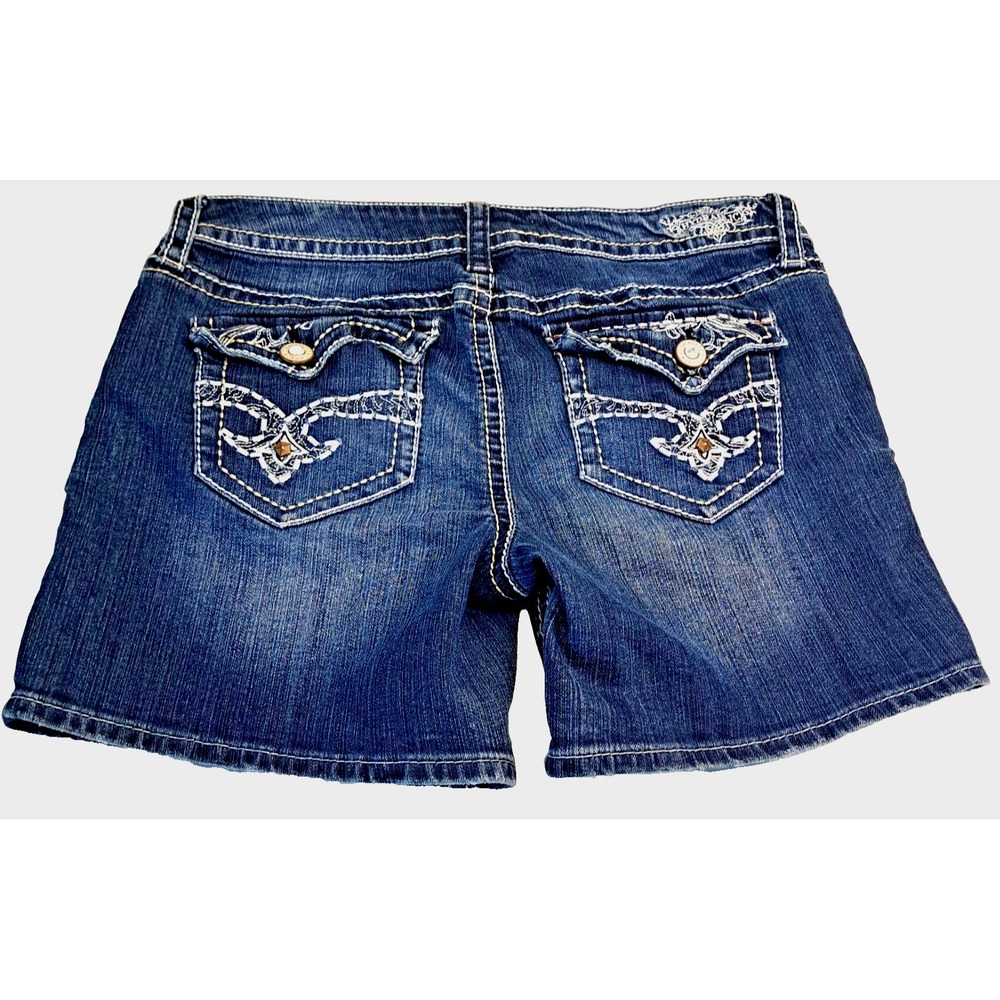 Y2K Hydraulic Bailey Denim Jean Shorts Womens Jrs 11/12 Flap Pockets Embellished